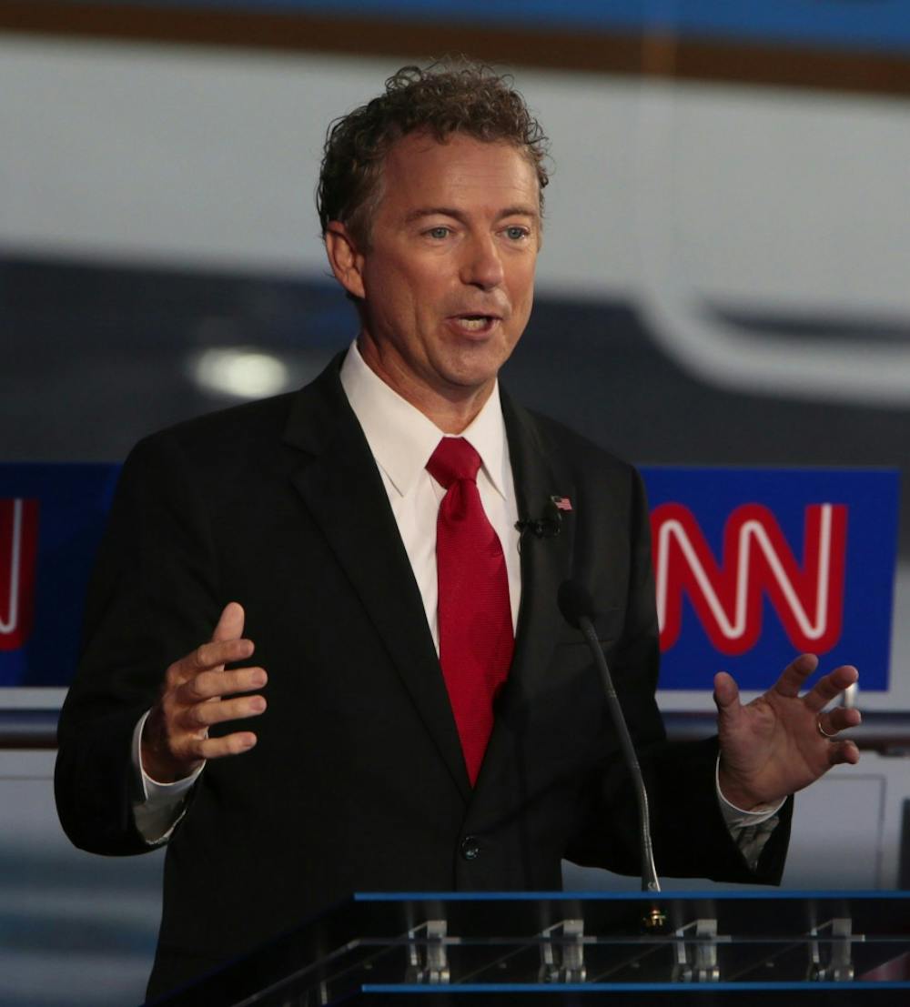 Republican presidential candidate Rand Paul on the debate stage at the Reagan Library in Simi Valley, Calif., on Wednesday, Sept. 16, 2015. (Robert Gauthier/Los Angeles Times/TNS)