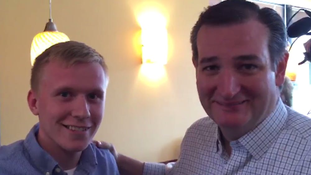 Senior accounting major Derek Hugo met Ted Cruz and asked him to record a special video for graduating seniors at Ball State. PHOTO COURTESY OF DEREK HUGO