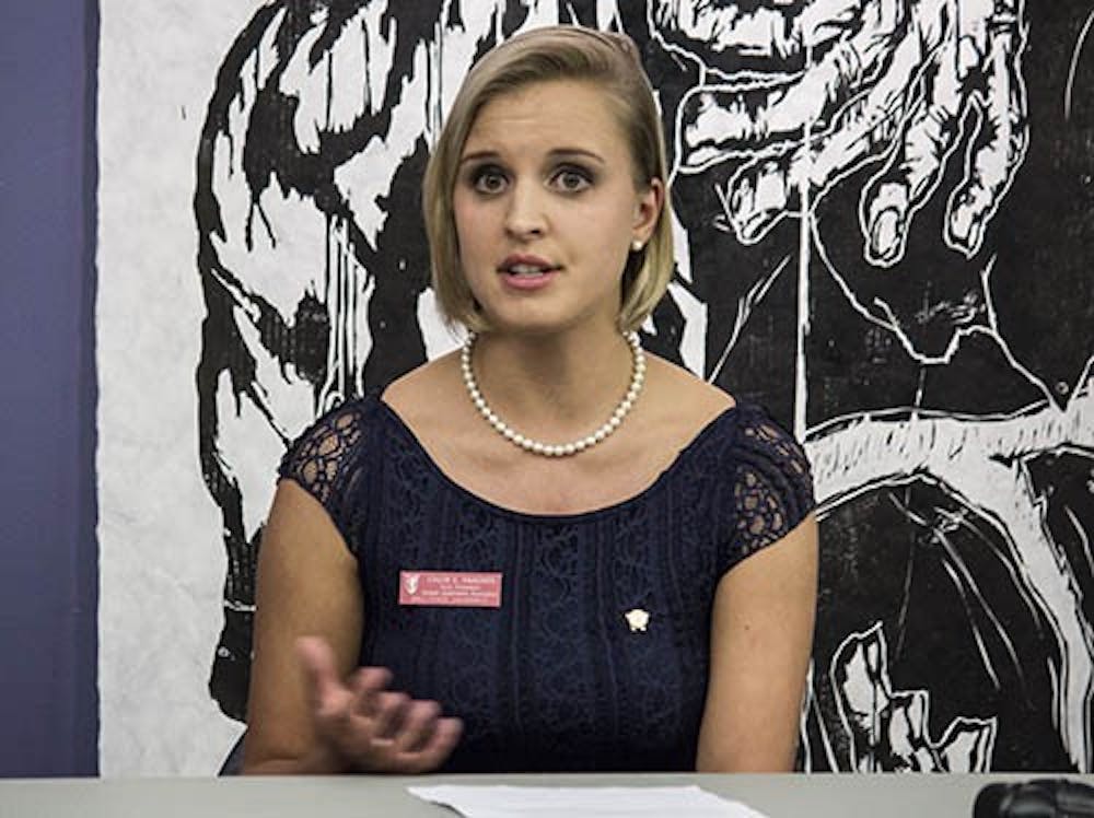 Future SGA President Chloe Anagnos participates in a press conference on Sept. 4 in the Office of Student Life. Anagnos will be inducted today at 3:15 p.m. DN FILE PHOTO TAYLOR IRBY
