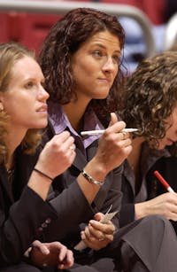 Stephanie White watches the game against Illinois State Dec. 2, 2003 at Worthen Arena. White was an assistant coach for Ball State during the 2003-2004 season. Ball State Athletics, Photos Provided&nbsp;