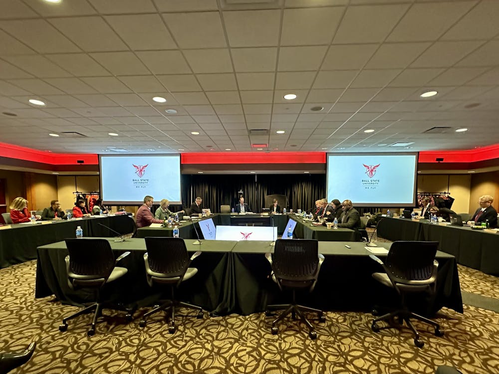 The Ball State Board of Trustees in between committee meetings Dec. 15 at the Student Center. The board will meet again Jan. 24, 2024. Daniel Kehn, DN