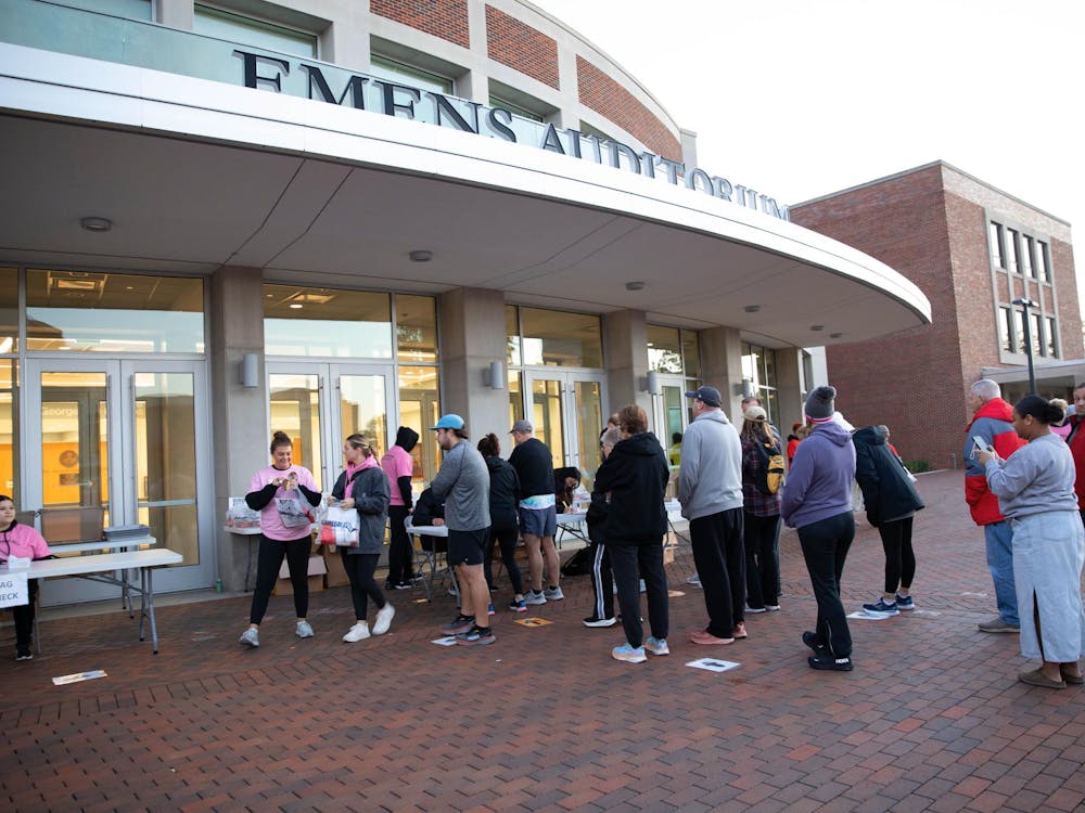 Participants wait in line to register for the 23rd annual Chase Charlie Race. The race is organized by the Ball State undergraduate sports administration. Isabella Fuller, DN
