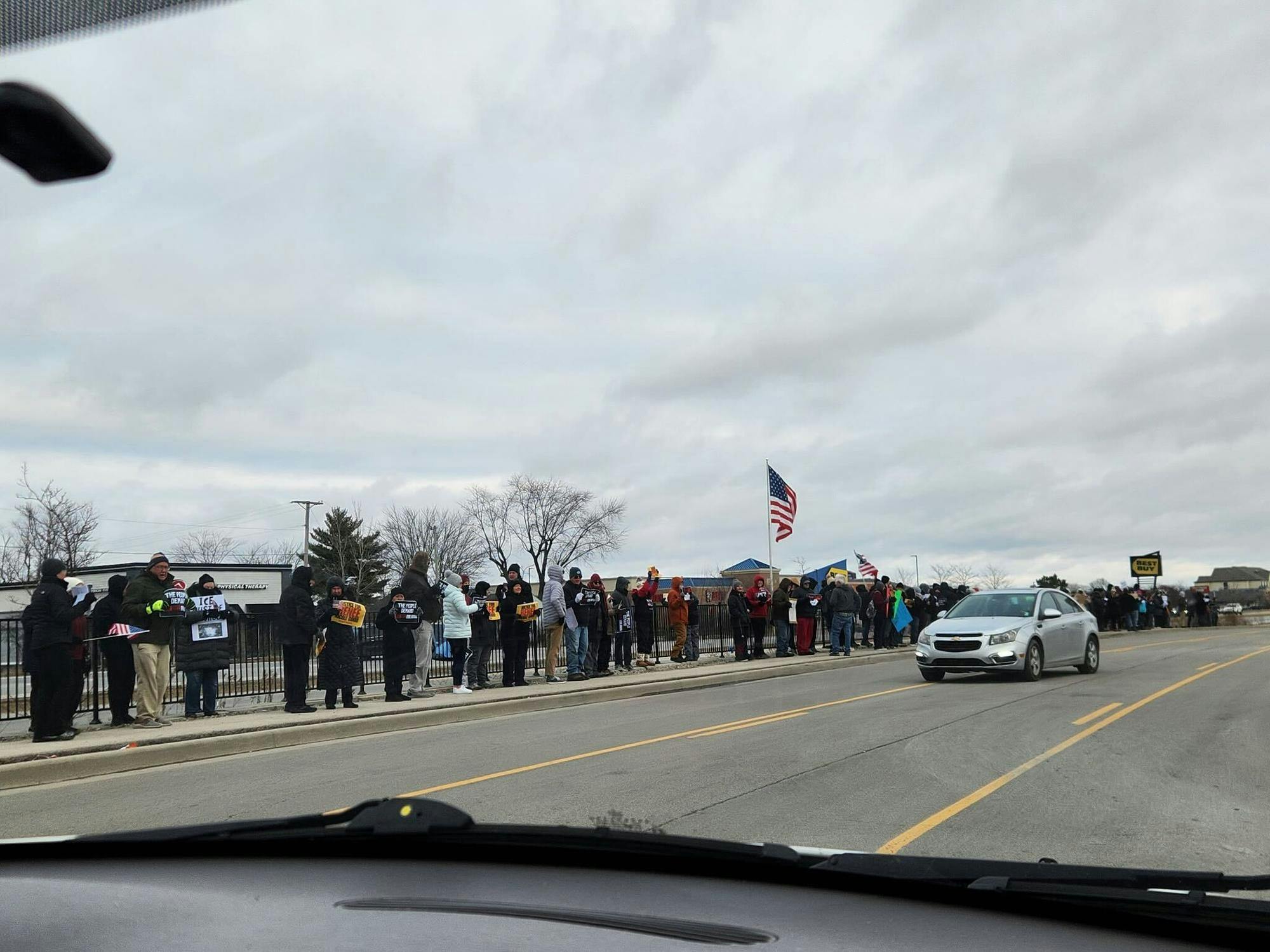Muncie Resists and locals host protest against U.S. Immigration and Customs Enforcement Jan. 11 along the sidewalk outside Walmart on Clara Lane. Brady Ream, Photo Provided