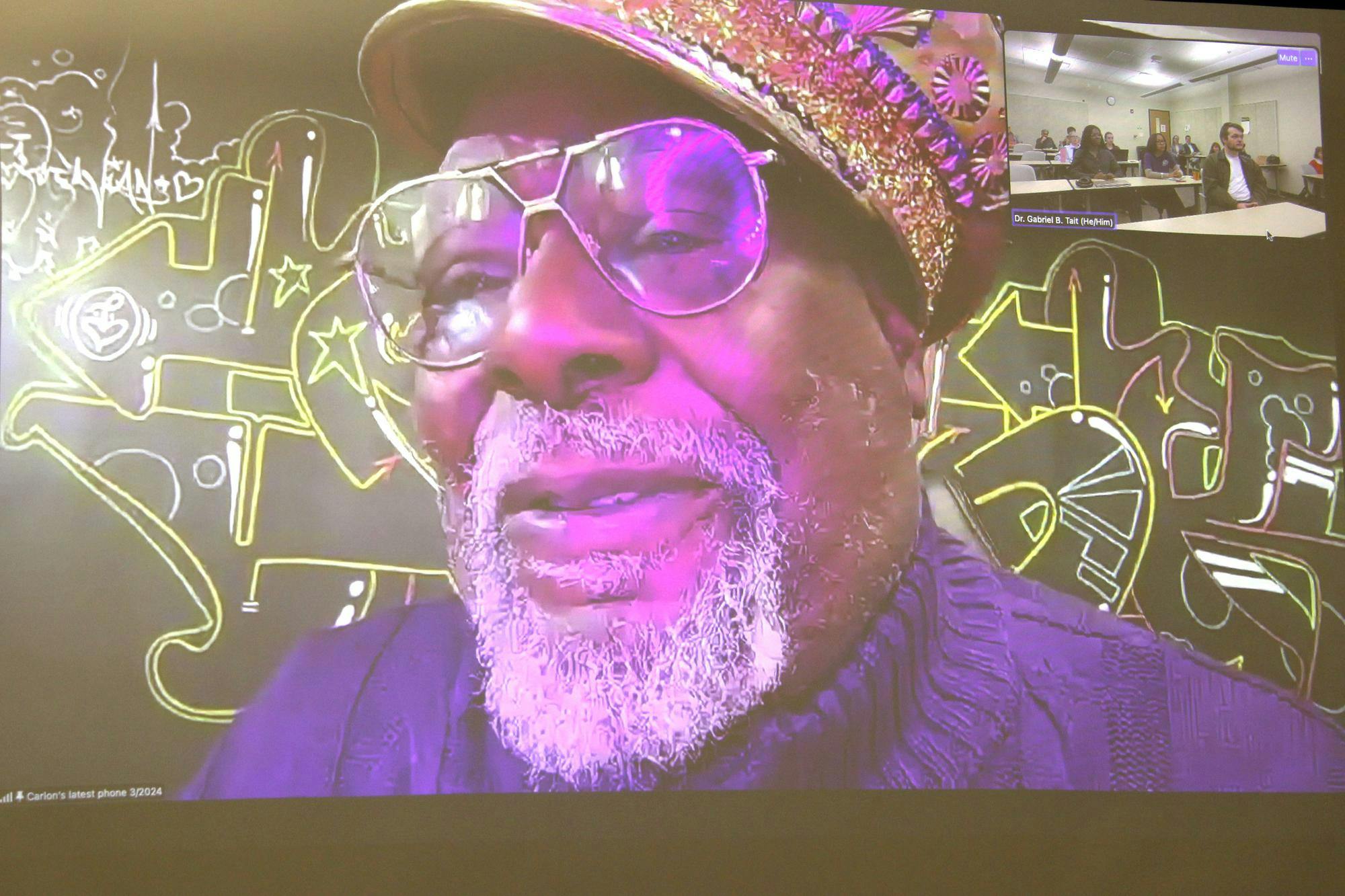 Funk musician George Clinton visits Ball State University via Zoom Nov. 20. Clinton, dubbed "Dr. Funkenstein," participated in discussion during Dr. Gabriel Tait's Afrofuturism class in Ball Communications rm. 105. Katherine Hill, DN