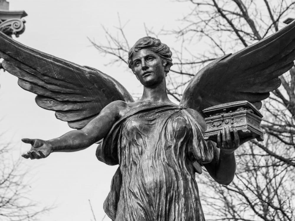 Ball State's institutional icon Beneficence, also known as "Benny," was created in 1937 by artist Daniel Chester French, the same sculptor who created the Abraham Lincoln statue in Washington, D.C.  Benny symbolizes the generosity of the Ball family who donated their land to the university. Grace Ramey // DN