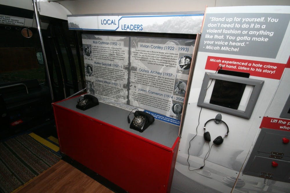 <p>The Freedom Bus, a mobile museum made from a recycled public transportation bus. A Ball State class is taking over a project to highlight the Civil Rights movement in Muncie after the initiative’s funding failed and its founder died. <em>PHOTO PROVIDED BY BETH MESSER</em></p>