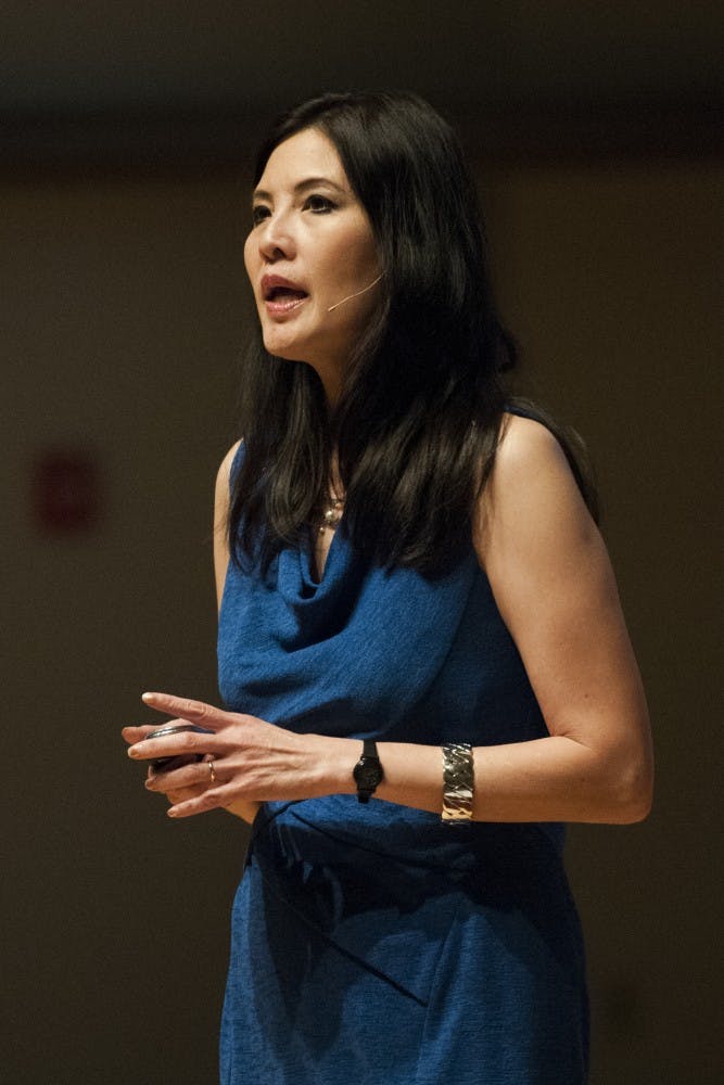 Sheryl WuDunn encouraged volunteerism and community activism at her talk on Monday at Pruis Hall. WuDann is the author of 