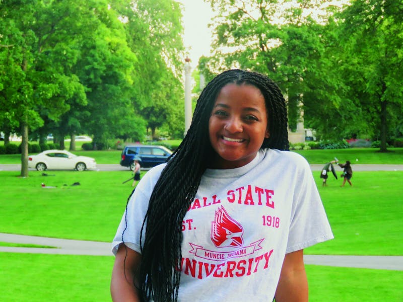 Tavyn Smith poses for a photo outside the Fine Arts Building at Ball State. Smith is an elementary education major. Tavyn Smith, Photo Provided 