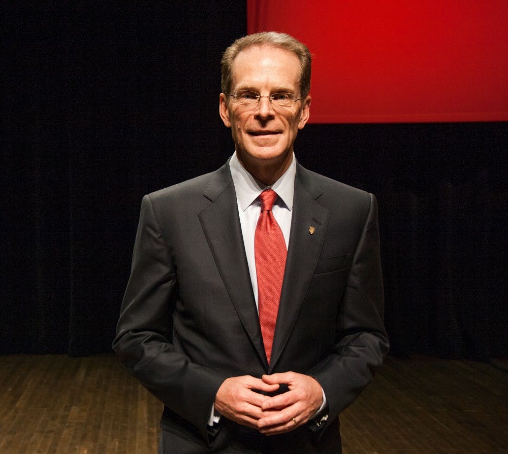 Ball State President Geoffrey Mearns smiles after his installation on Sept. 8 at the Installation of Geoffrey S. Mearns in John R. Emens Auditorium. Mearns is the 17th President of Ball State University. Kaiti Sullivan, DN File