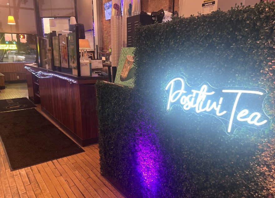 Inside a locally owned boba shop, Positivitea.