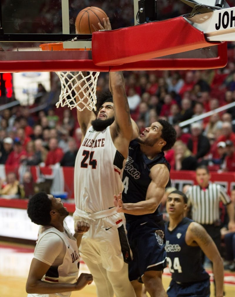 Ball State mens basketball beat Akron 111-106 Jan. 27 in John E. Worthen Arena. The Cardinals won in double overtime.&nbsp;