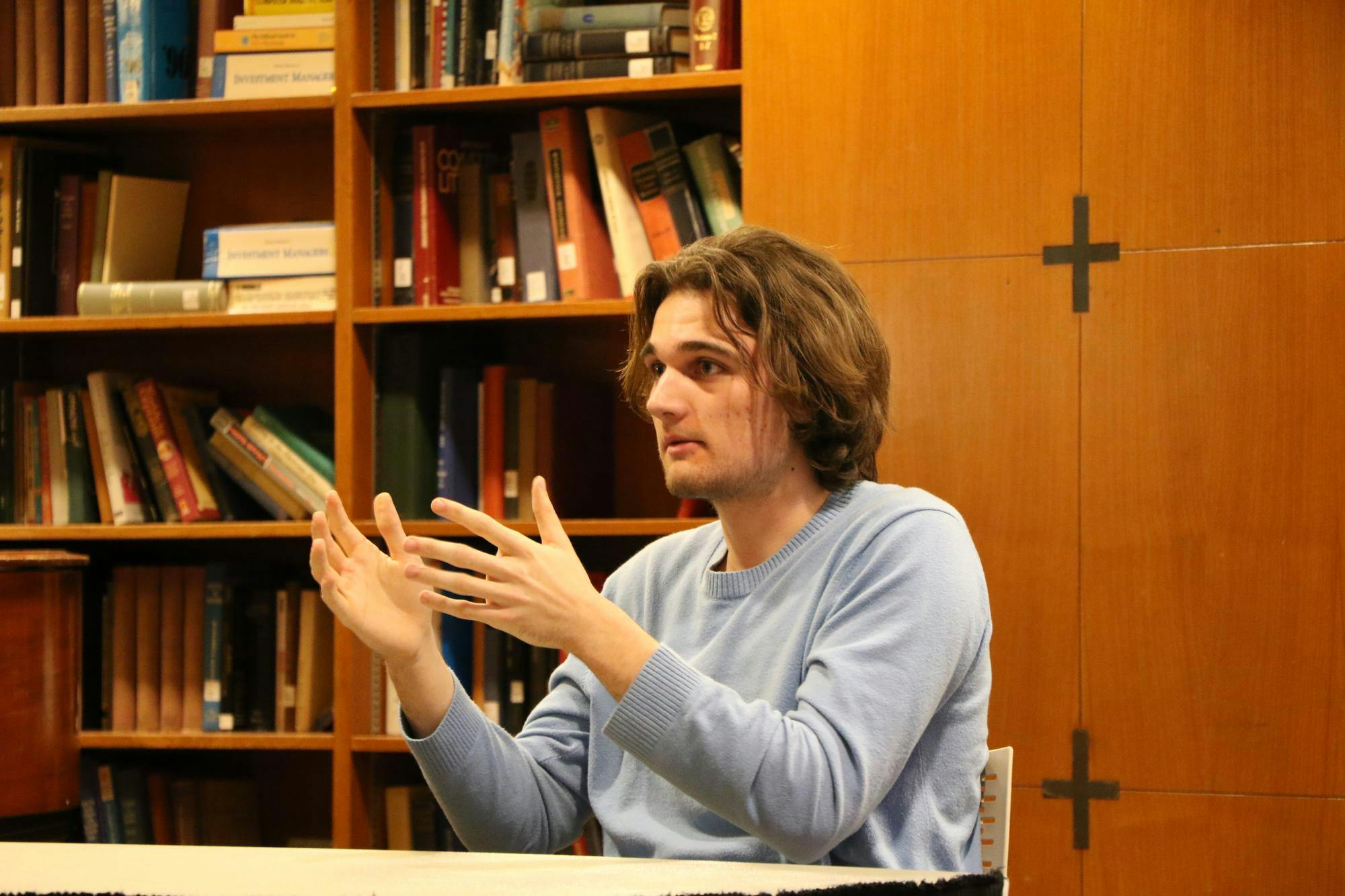 Caleb Trinoskey answered a question from the audience, Landon Jones. DN.