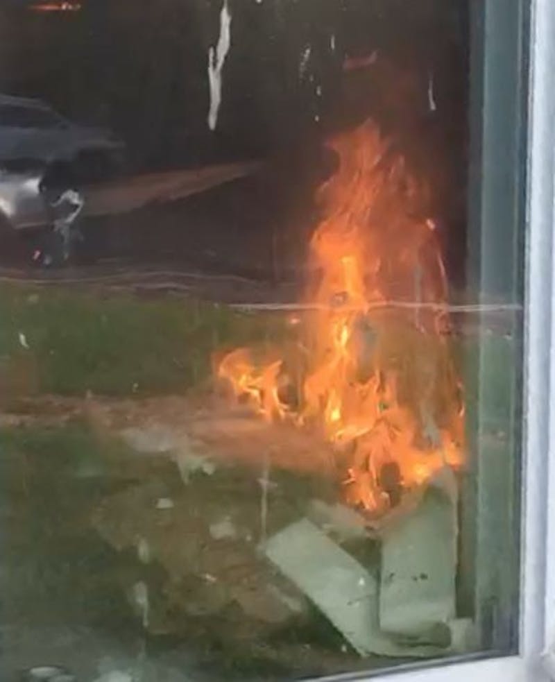 Men's volleyball house catches fire