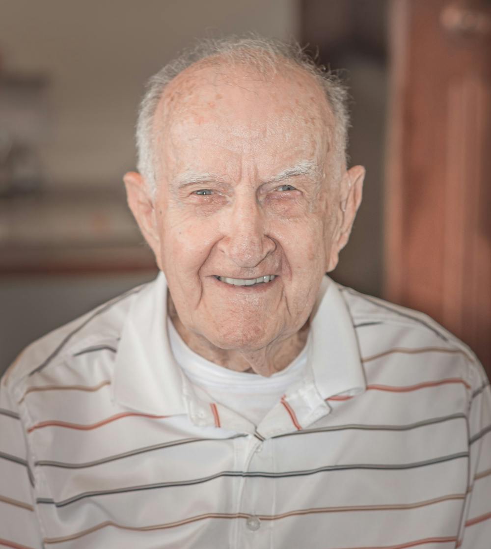Photo of Robert &#x27;Bob&#x27; Miller, a World War II veteran from Gaston, Indiana, who turned 97 July 14, 2022. Miller served in an aircraft squadron, where he was a 2nd class petty officer. 