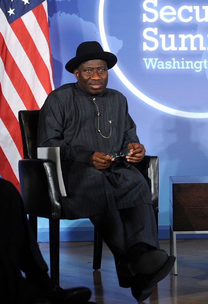Acting President of Nigeria, Goodluck Jonathan, attended a meeting with President Barack Obama in advance of the Nuclear Security Summit, April 11, 2010. Jonathan recently visited the scene of a bus station explosion, where he blamed an Islamic extremist group. MCT PHOTO