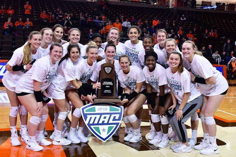 Ball State Women's Volleyball clinched its first Mid-American Conference title in 17 years over Bowling Green, 3-2, Saturday in Bowling Green. The Cardinals find out their NCAA Tournament opponent Dec. 1. Photo Courtesy of Ball State Athletics &nbsp;