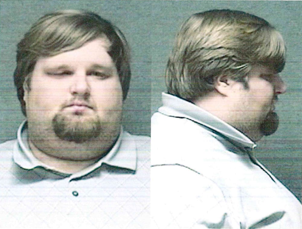 <p>Resident hall director Braden Robinson was arrested Monday and charged with five counts of possession of child pornography. Robinson told the University Police Department he has been viewing child pornographic material for the last three years, according to a police report. <strong>Delaware County Jail, Photo Provided</strong></p>