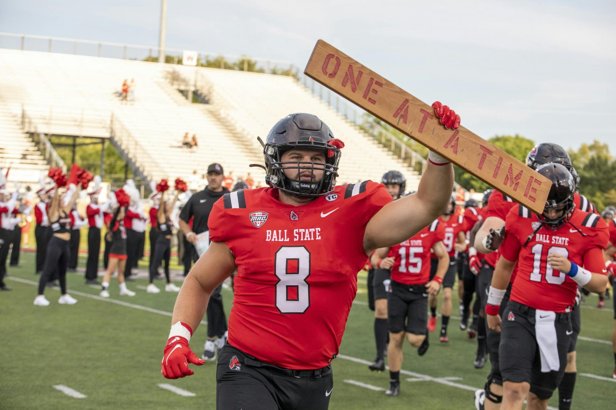 Cardinals redshirt fifth-year senior fullback Cody Rudy Sept. 2, 2021, at Scheumann Stadium. The Cardinals beat the Leathernecks 31-21 in their home opener. Jacob Musselman, DN
