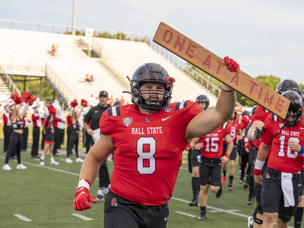 Cardinals redshirt fifth-year senior fullback Cody Rudy Sept. 2, 2021, at Scheumann Stadium. The Cardinals beat the Leathernecks 31-21 in their home opener. Jacob Musselman, DN