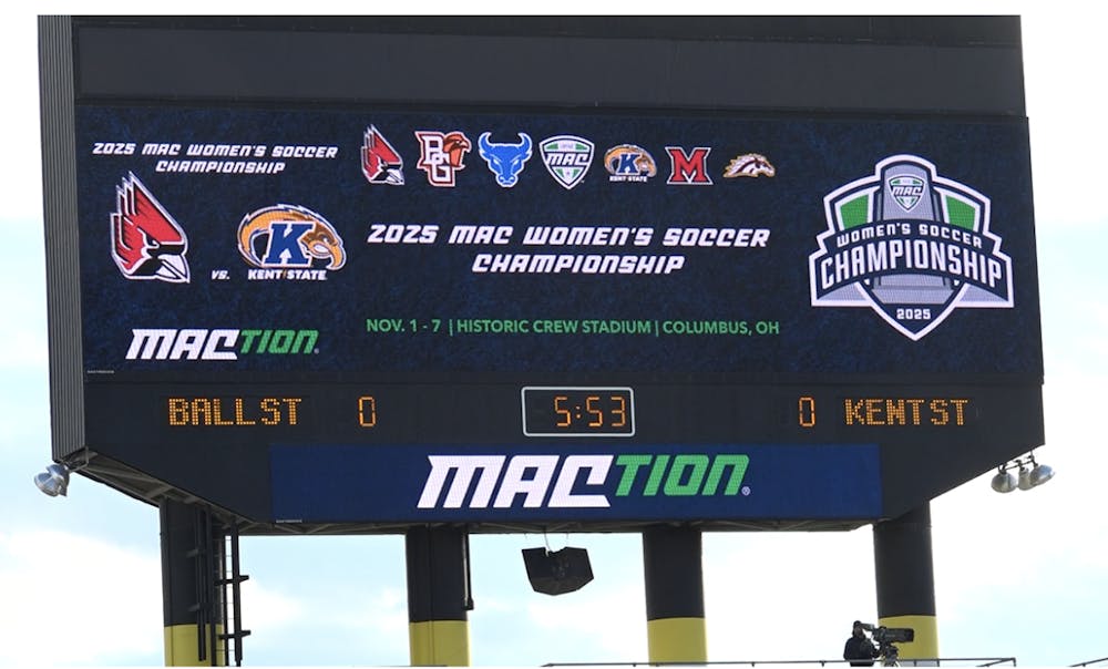 The scoreboard at the Historic Crew Stadium prior to Ball State vs. Kent State.
