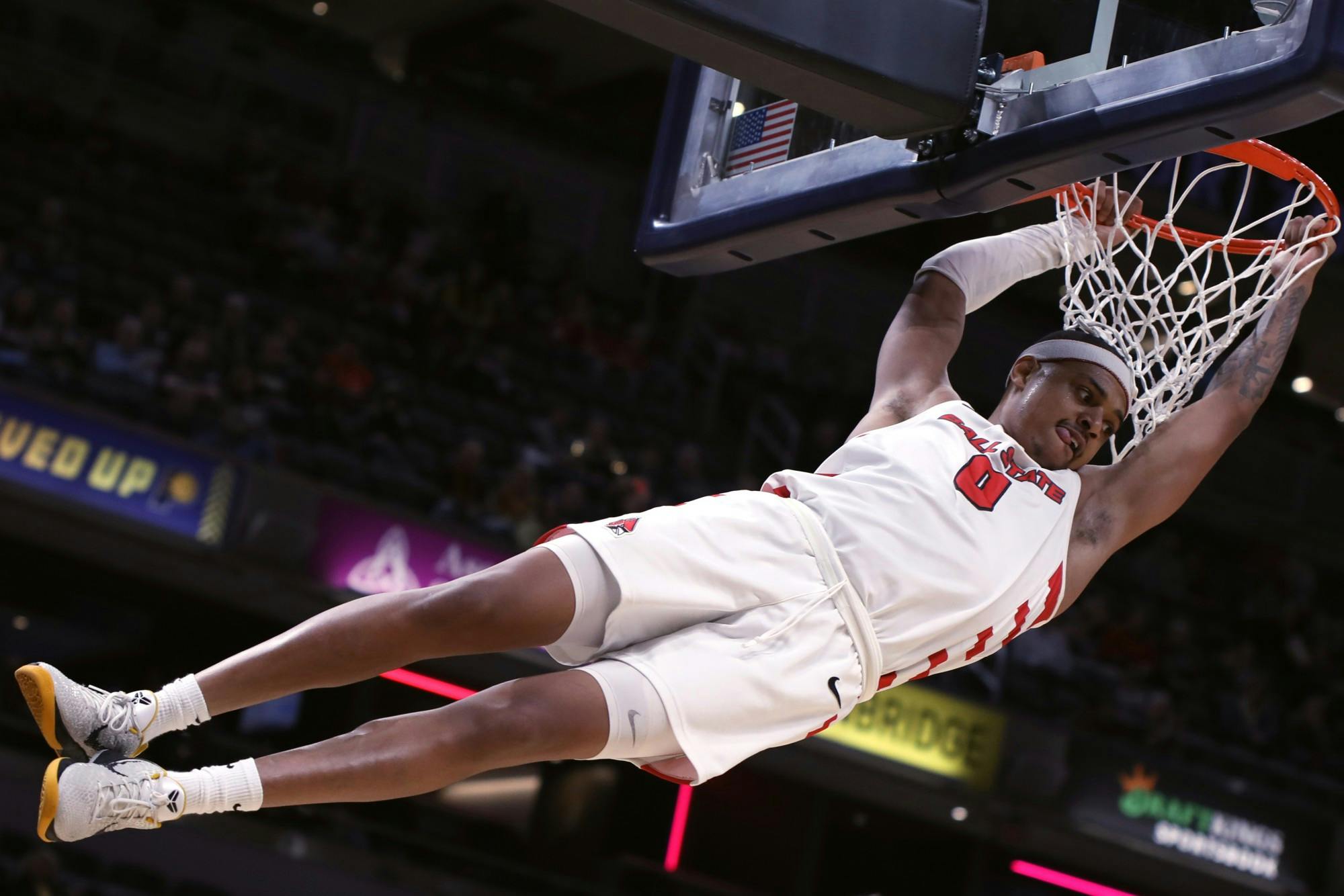 Redshirt junior guard Jarron Coleman dunks the ball in a game against Illinois State at the Indy Classic Dec. 17 at Gainbridge Fieldhouse in Indianapolis. Coleman scored 16 points during the game. Amber Pietz, DN