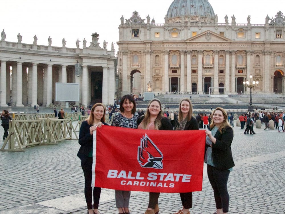 Four graduate students in Ball State's Center for Emerging Media Design & Development master’s program spent three days helping Circle of Blue produce “WATERSHED: Replenishing Water Values for a Thirsty World,” hosted by Pope Francis at the Vatican during World Water Week 2017. EMDD director Jennifer Palilonis said people around the world gathered for WATERSHED at St. Peter’s Square March 22, to share the reality, struggles, hopes and fears about the world’s water supply. Jennifer Palilonis // Photo Provided