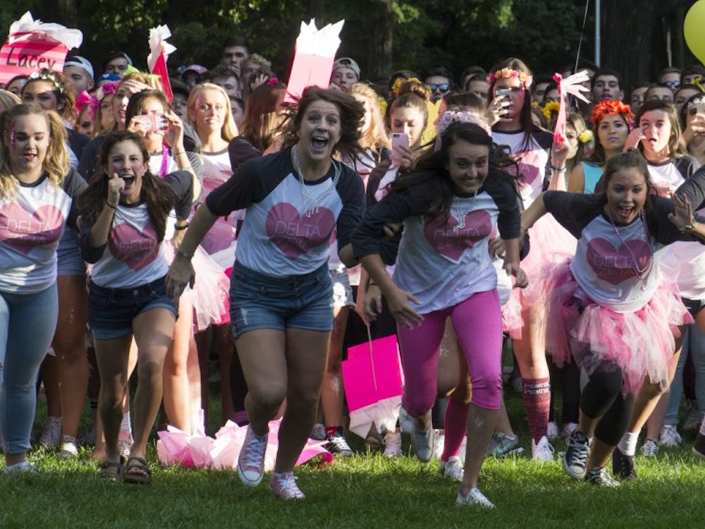 Ball State Bid Day took place on Sept. 11 in the Quad where sororities accepted their pledges. Samantha Brammer // DN