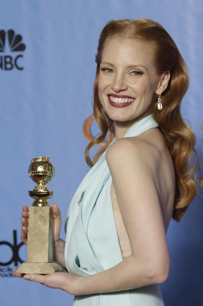 Jessica Chastain backstage at the 70th Annual Golden Globe Awards show at the Beverly Hilton Hotel on Sunday, January 13, 2013, in Beverly Hills, California. (Lawrence K. Ho/Los Angeles Times/MCT)