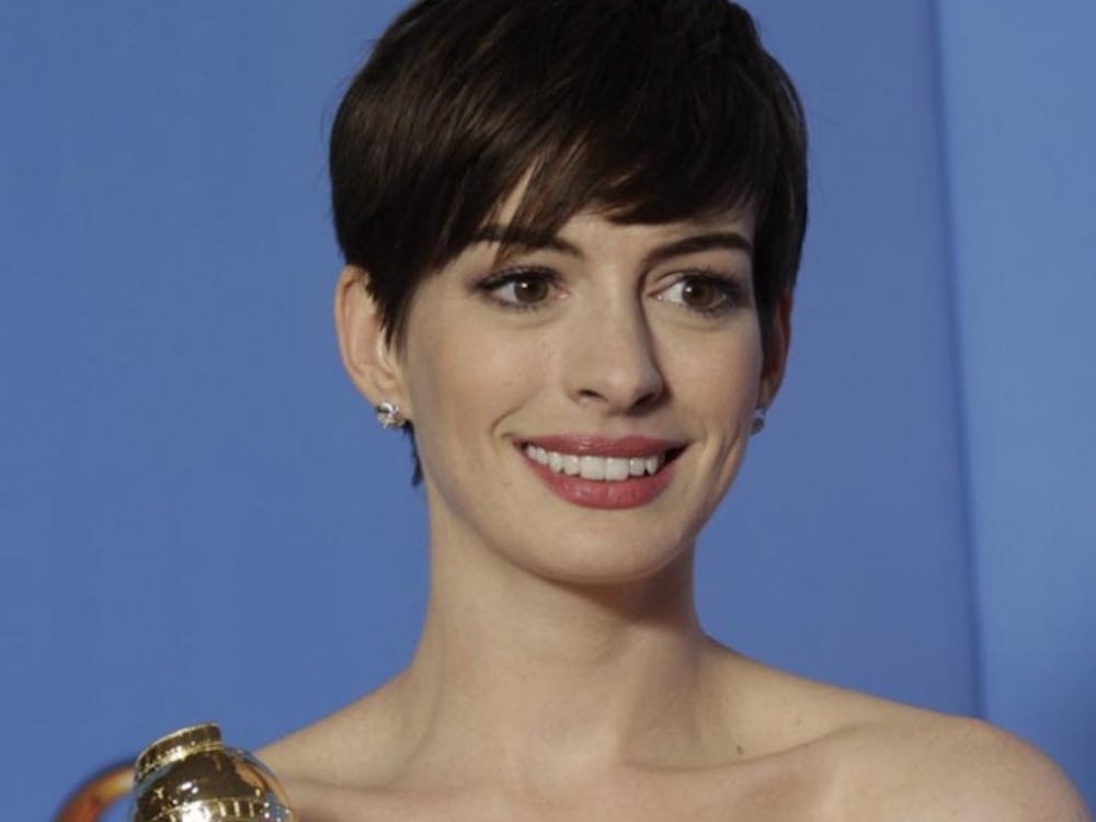 Anne Hathaway backstage at the 70th Annual Golden Globe Awards show at the Beverly Hilton Hotel on Sunday, January 13, 2013, in Beverly Hills, California. (Lawrence K. Ho/Los Angeles Times/MCT)