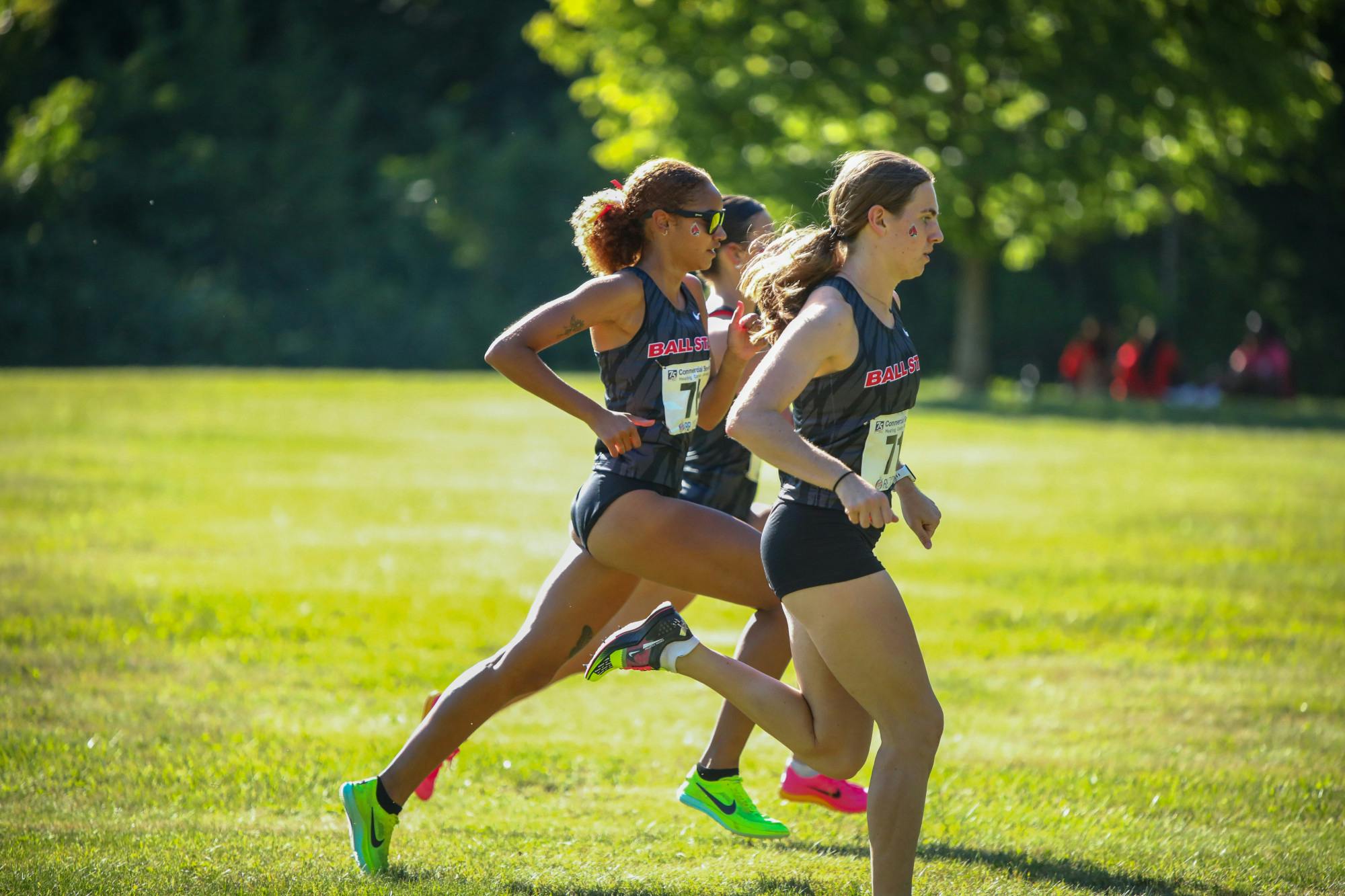 Cardinal runners warm up before the We Fly Ball State Invitational Sept. 1. Ball State defeated Lindenwood and Austin Peay in the 5k women’s race. Daniel Kehn, DN