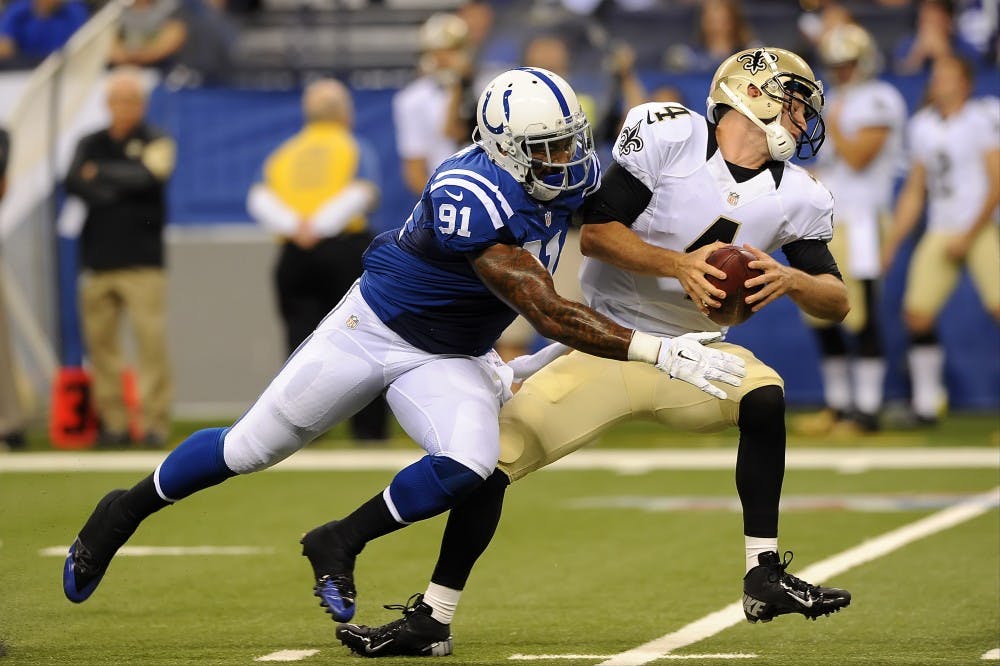 <p>Jonathan Newsome led the Colts during the regular season with 6.5 sacks. PHOTO PROVIDED BY INDIANAPOLIS COLTS.</p>
