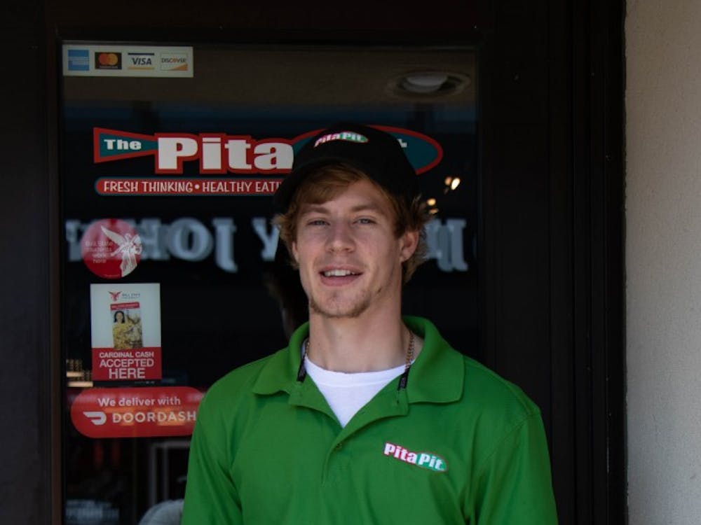Pita Pit owner, Dain Peters, stands in front of his new restaurant in The Village, Sept. 9, 2019. Peters owns multiple Pita Pits around the Midwest. Jacob Musselman, DN