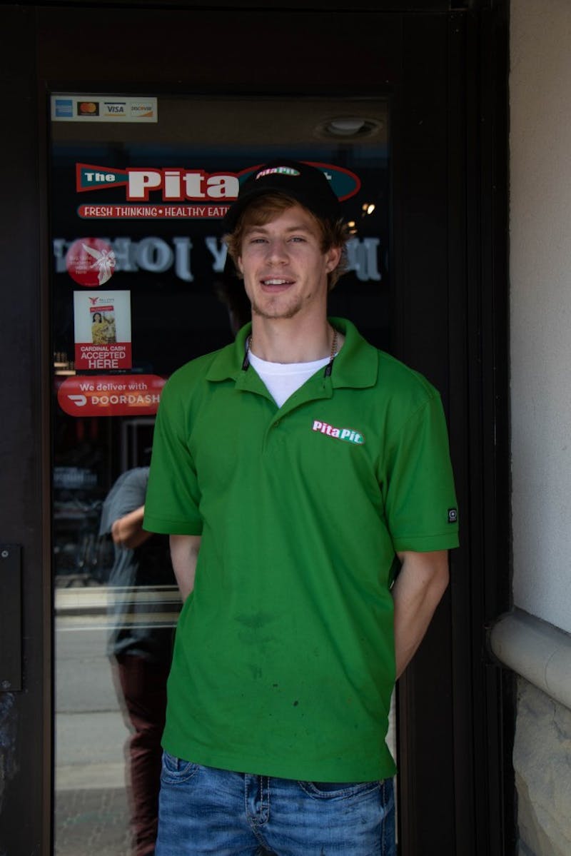 Pita Pit owner, Dain Peters, stands in front of his new restaurant in The Village, Sept. 9, 2019. Peters owns multiple Pita Pits around the Midwest. Jacob Musselman, DN