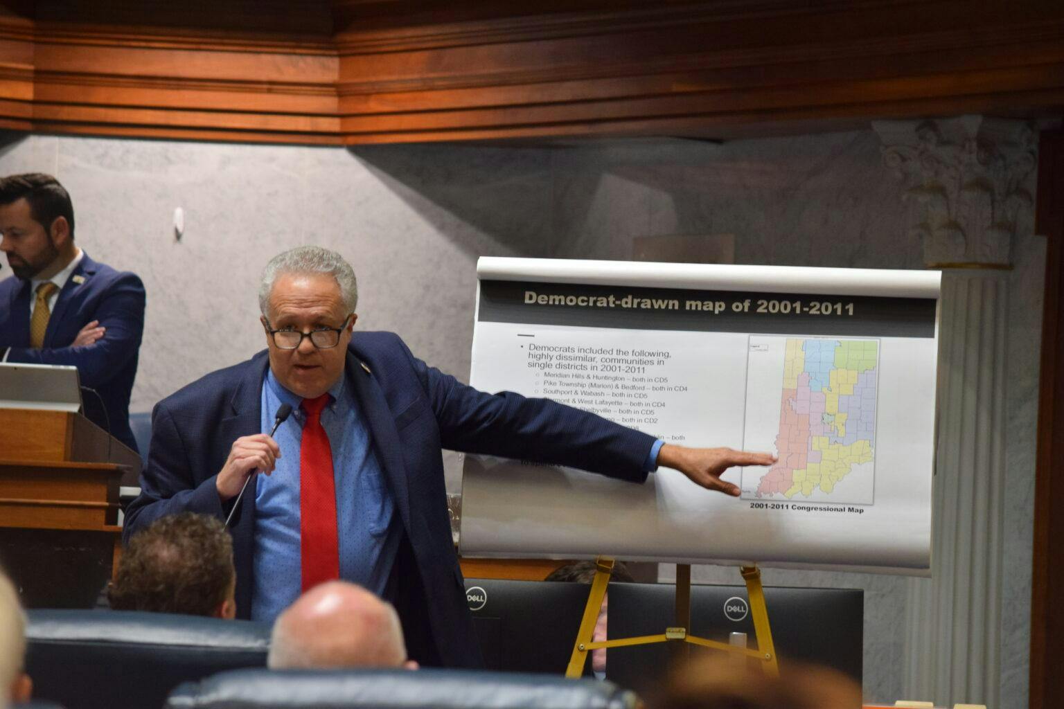 Sen. Mike Gaskill, R-Pendleton, argues in support of a redistricting bill in the Senate Chamber Dec. 11, 2025. (Photo by Casey Smith/Indiana Capital Chronicle)