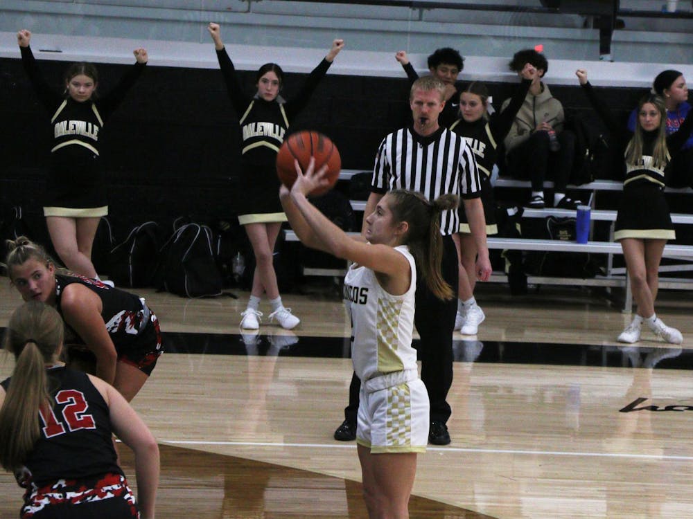 Daleville sophomore Makenna Corbin shoots a free throw Nov. 14 in a game against Knightstown at Daleville Junior/Senior High School. Kyle Stout, DN.
