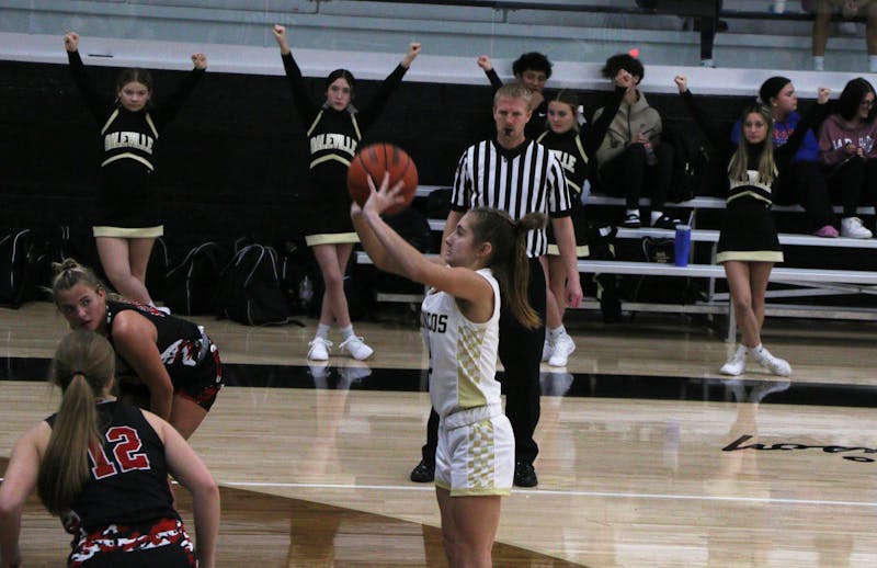 Daleville sophomore Makenna Corbin shoots a free throw Nov. 14 in a game against Knightstown at Daleville Junior/Senior High School. Kyle Stout, DN.