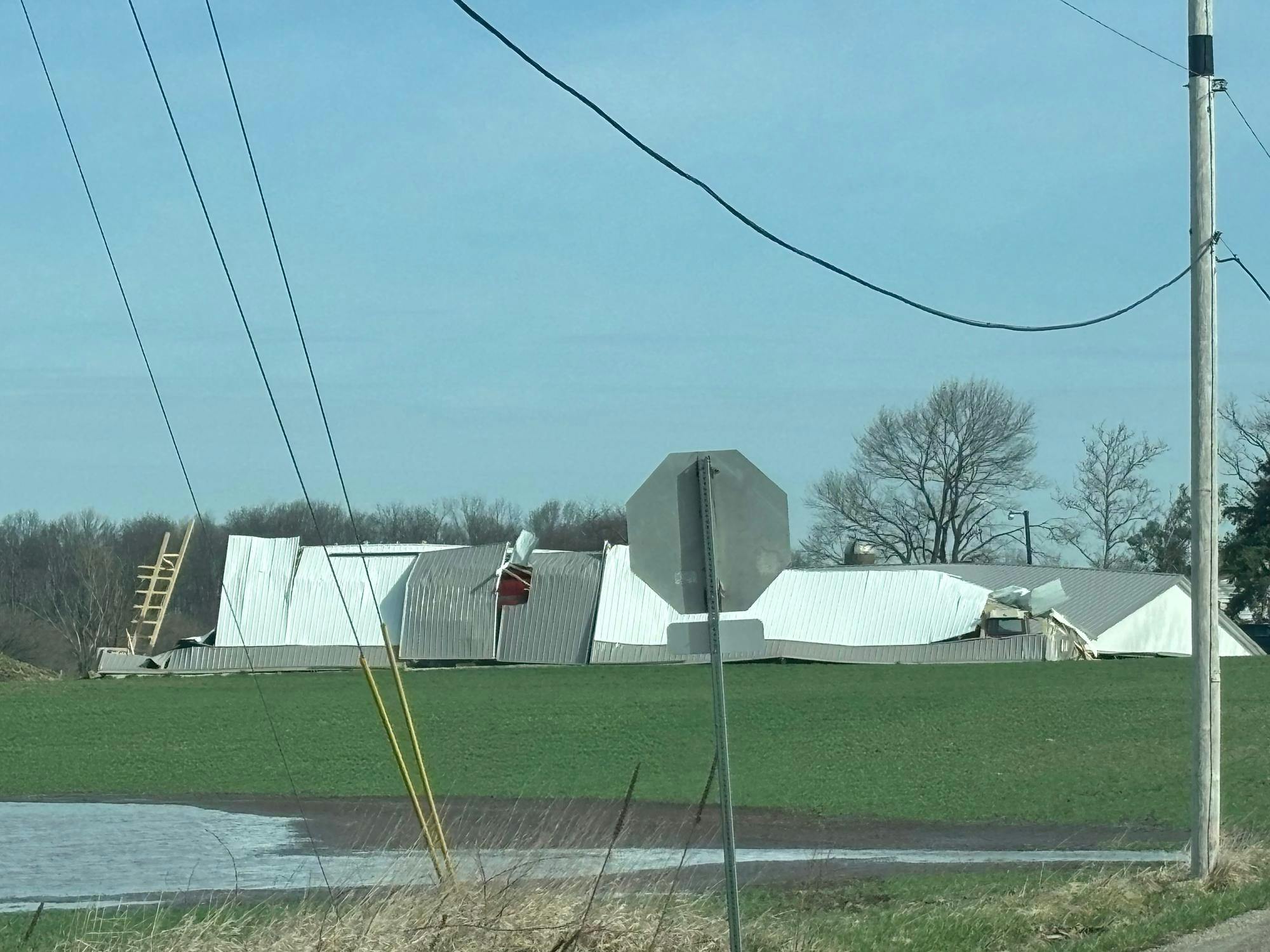 A building damaged on Indiana 28
