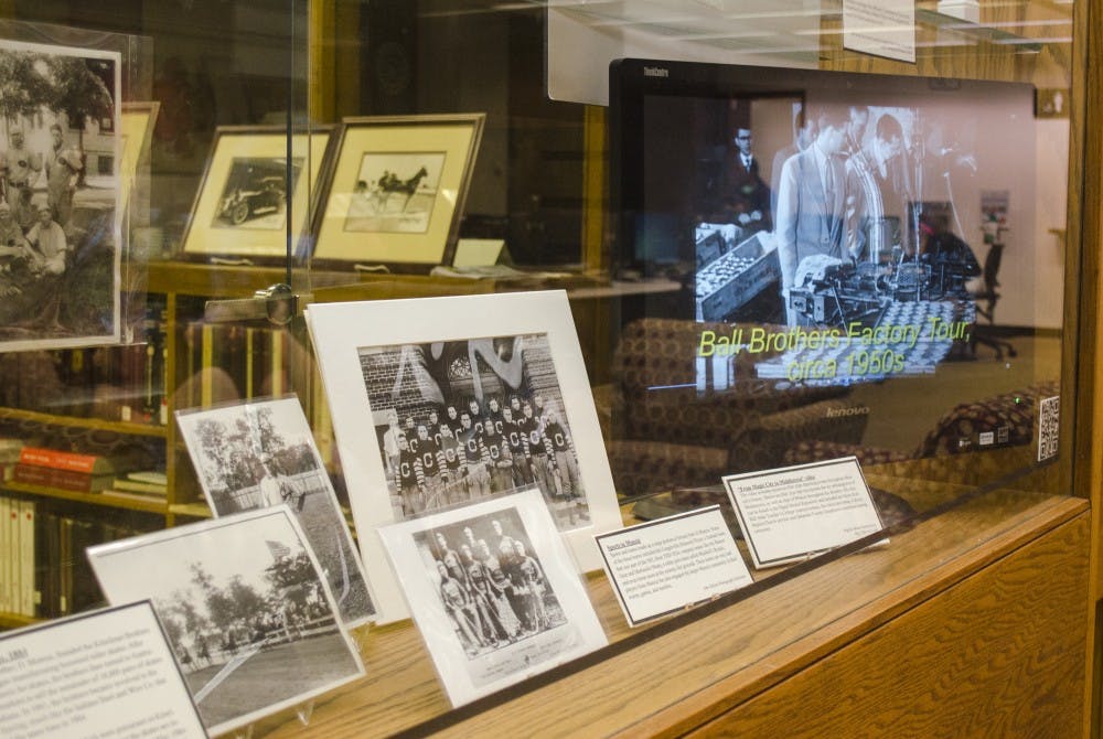 <p>The Archives and Special Collections in Bracken Library is featuring an exhibit to celebrate Muncie's 150th birthday this year. The display will continue until Sept. 30. <em>DN PHOTO BREANNA DAUGHERTY</em></p>
