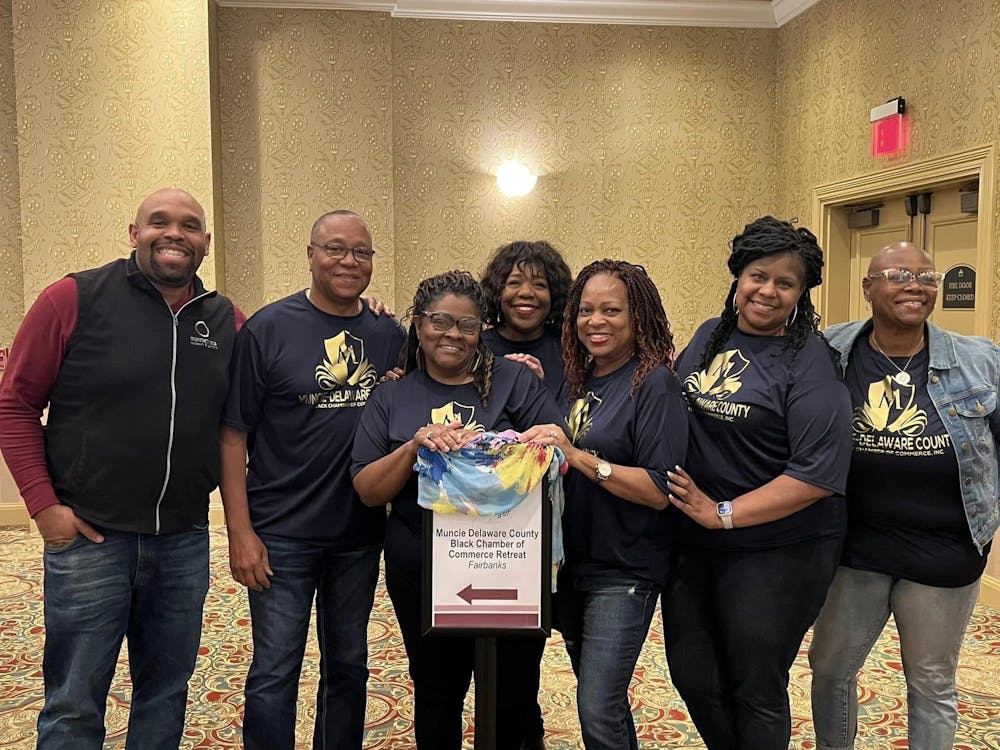 <p>Muncie/Delaware Black Chamber of Commerce members pose for a picture during board training April 24, 2023 at the French Lick Resort. The training helps them learn how to become more impactful in the community when helping minority businesses. Bernisa Elliott, Photo Provided</p>