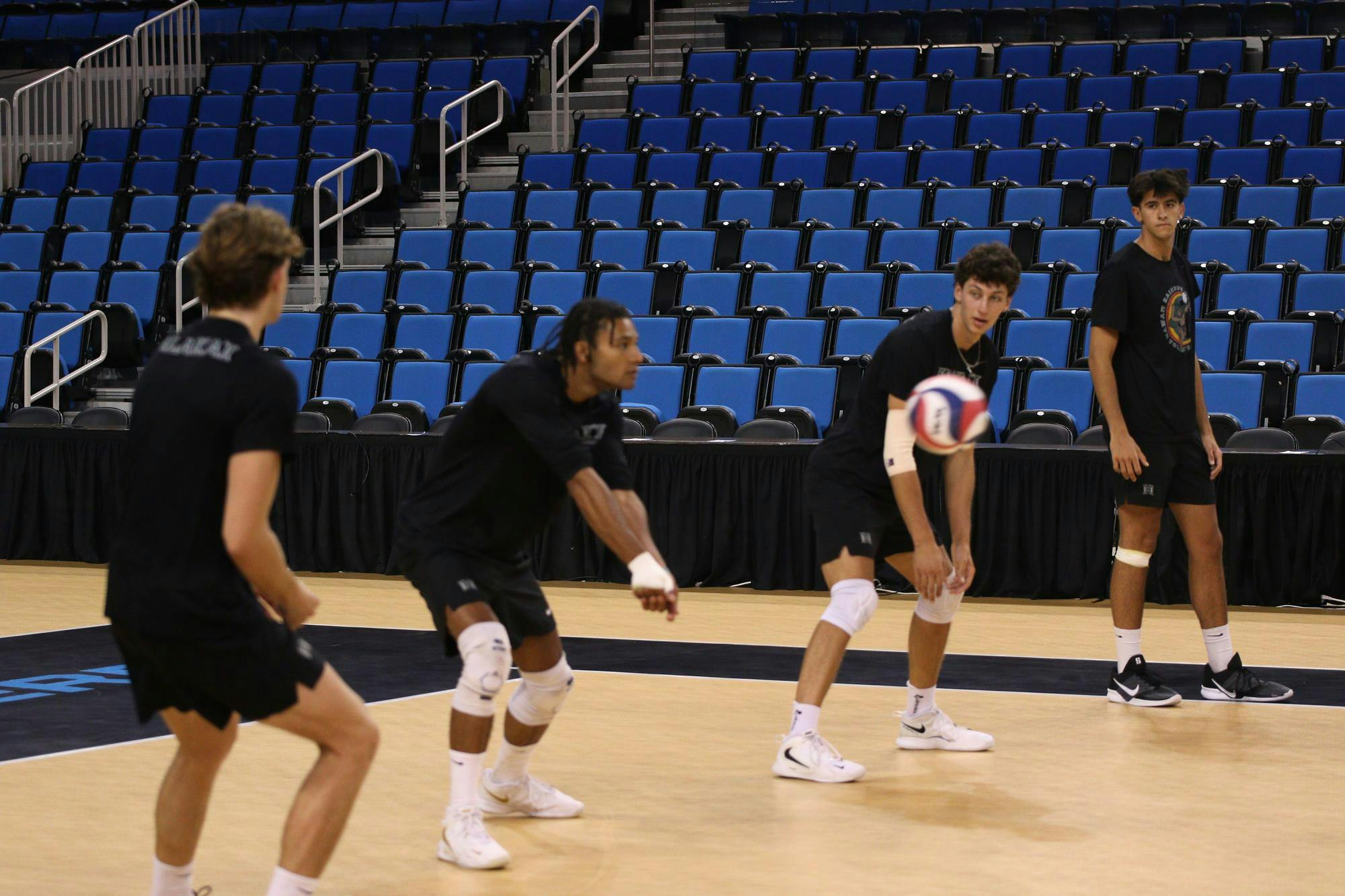 Hawaii men's volleyball practices ahead of the NCAA Tournament Championship May 10 at Pauley Pavilion in Los Angeles. Kyle Stout, DN