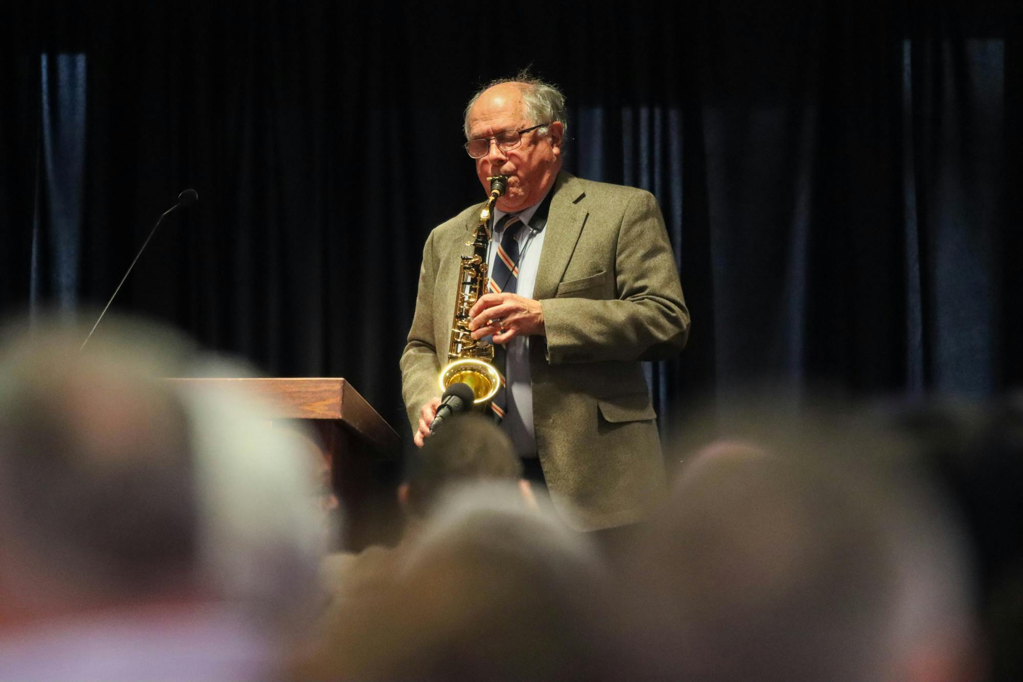George Wolfe plays the saxophone with the American Hometown Band to commemorate the life and contributions of Martin Luther King, Jr. Jan. 15 at the L.A. Pittenger Student Center. The "MLK Breakfast" was the first event of 2024's Unity Week. Isaiah Wallace, DN
