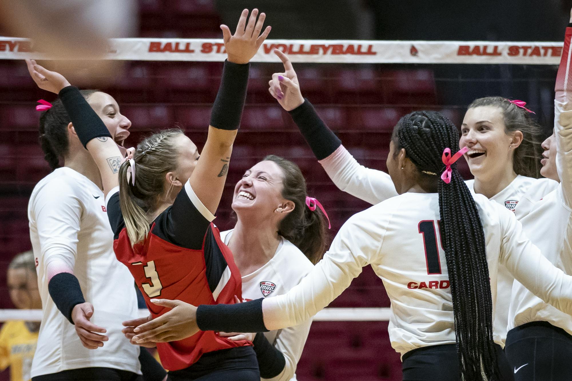 Women’s Volleyball vs Toledo on Oct 17, 2023 in Worthen Arena. Photo by Samantha Blankenship/Ball State University.