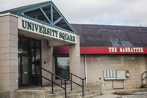 Signs of now closed businesses still remain in University Square. The Delaware-Muncie Metropolitan Plan Commission voted Thursday to recommend a proposed village overlay district. DN FILE PHOTO JORDAN HUFFER