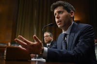 Samuel Altman, CEO of OpenAI, testifies during a Senate Judiciary Subcommittee on Privacy, Technology, and the Law oversight hearing to examine artificial intelligence, on Capitol Hill in Washington, D.C., on Tuesday, May 16, 2023. (Andrew Caballero-Reynolds/AFP/Getty Images/TNS)