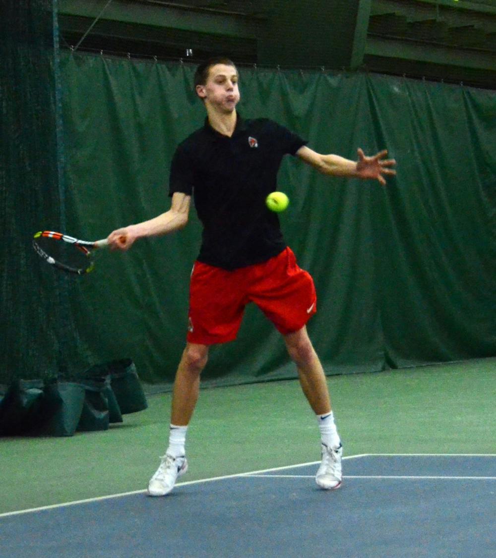 Ball State men's tennis competed against IU Southeast in a double header at the Northwest YMCA in Muncie, Indiana Feb. 3. The Cardinals won both matches 7-0.