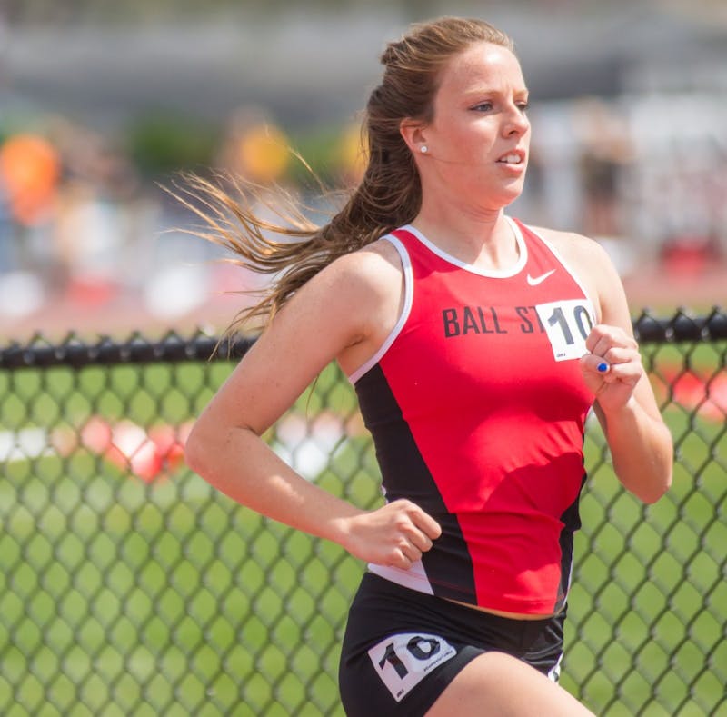 Freshman Payton Kneadler runs the 800 meter during the Ball State Challenge on April 15 at Briner Sports Complex. Kneadler finished third in the race. Teri Lightning Jr., DN