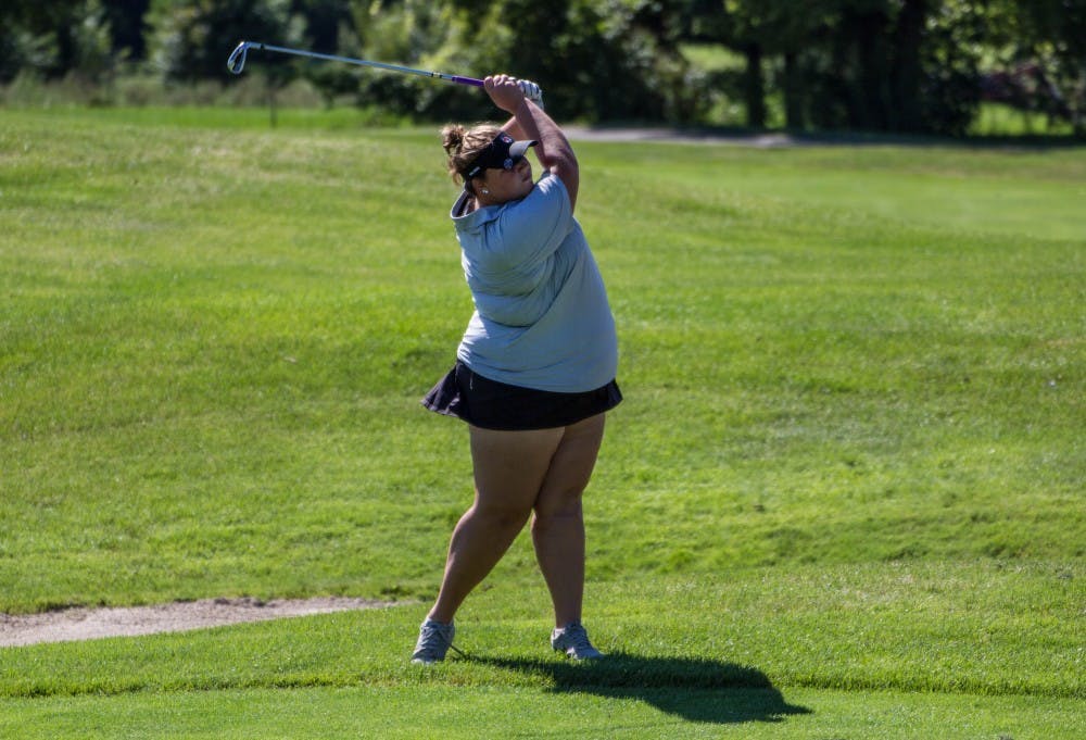 <p>Morgan Nadaline finished as the second Ball State player on the leaderboard and tied for 16th place on the opening day of the Cardinal Classic at the Player’s Club on Sept. 19, 2016. <strong>Grace Ramey, DN File</strong></p>