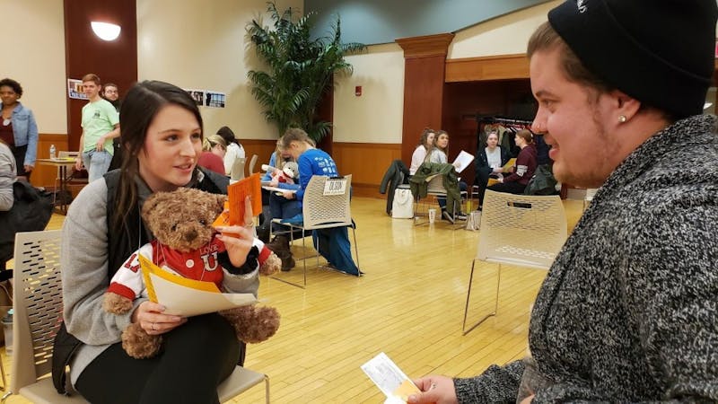 Ball State Students participate in the Poverty Simulator Wednesday, Feb. 13 in the L.A. Pittenger Student Center. Students were organized in families, with babies being represented by teddy bears that the Realville residents had to care for. John Lynch, DN