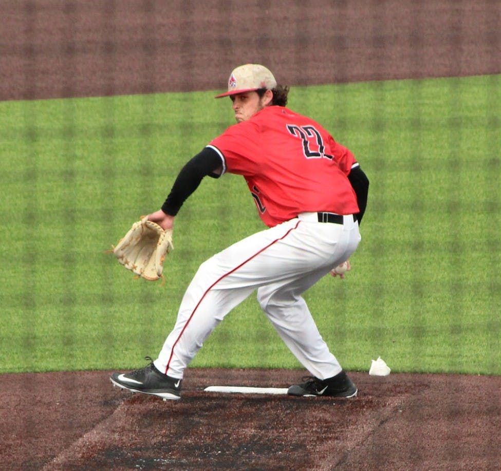 Junior&nbsp;closer&nbsp;BJ Butler pitches against Western Michigan on April 10. Butler was named Mid-American Conference West Division Pitcher of the Week on April 18.