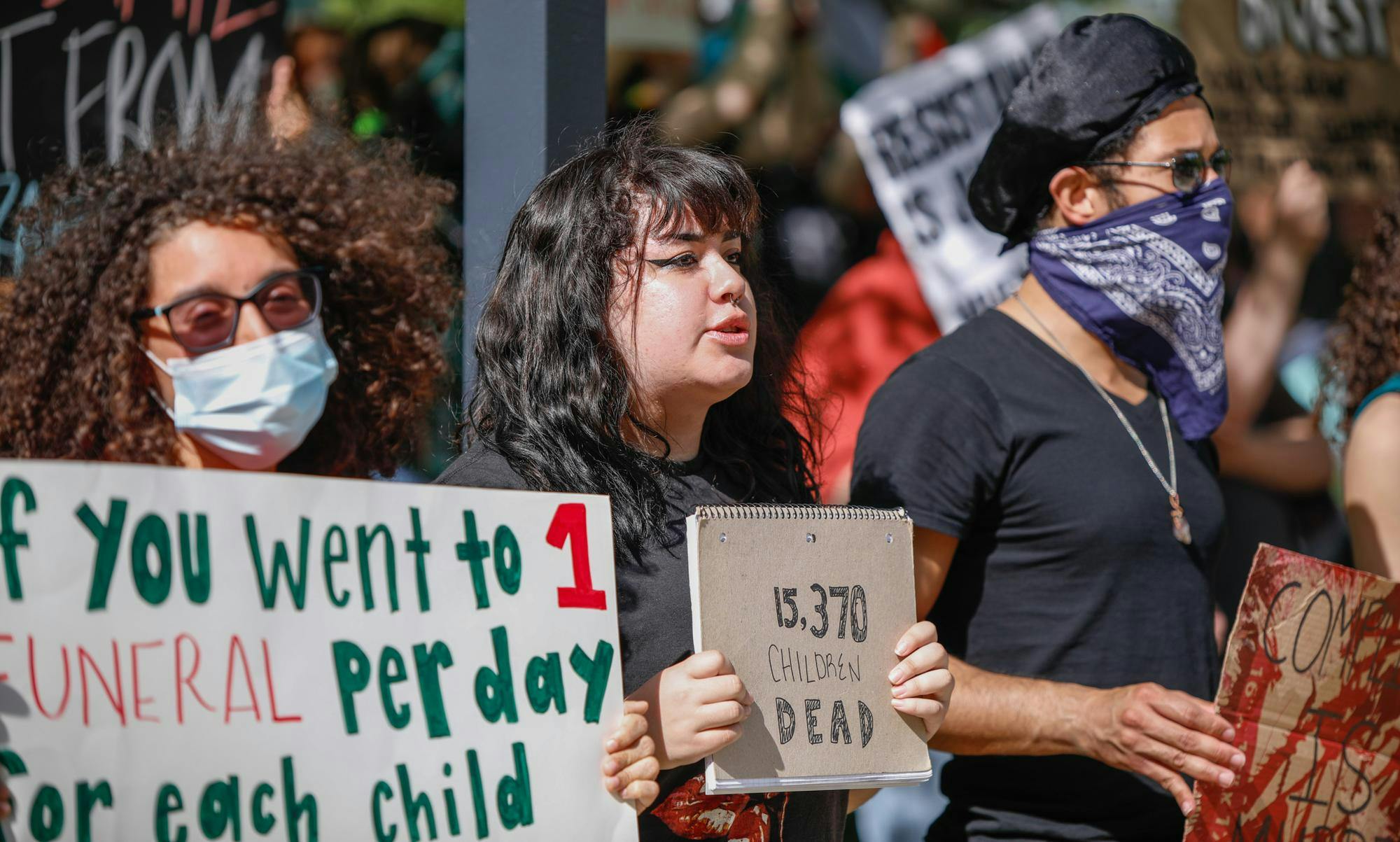 Students gather to protest for Palestine at Frog Baby Fountain - Ball ...